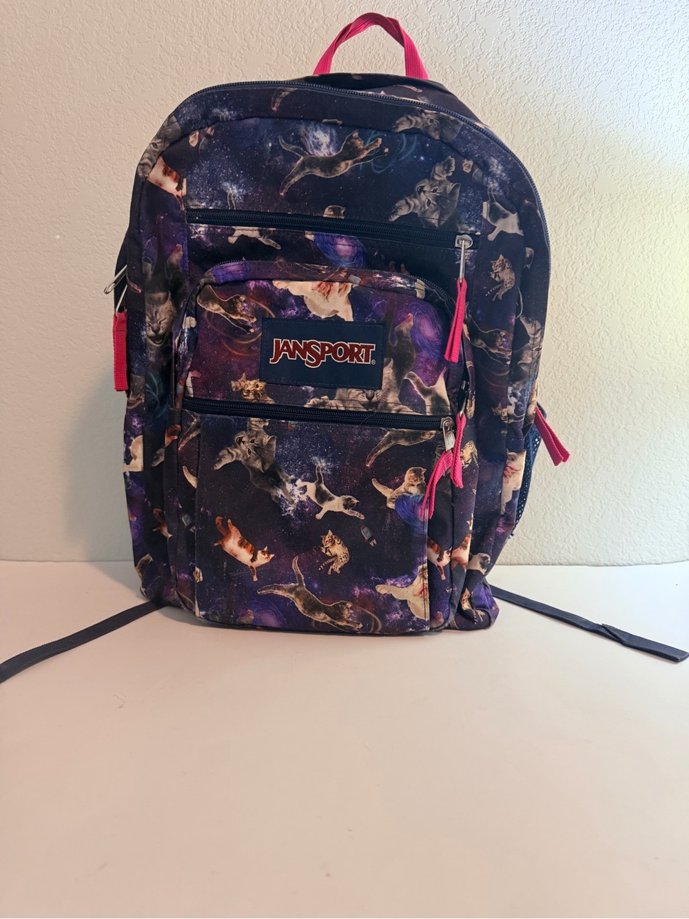 JanSport Big Student Backpack - Rare Retired Multi Astro Cosmic Galaxy Cat Print